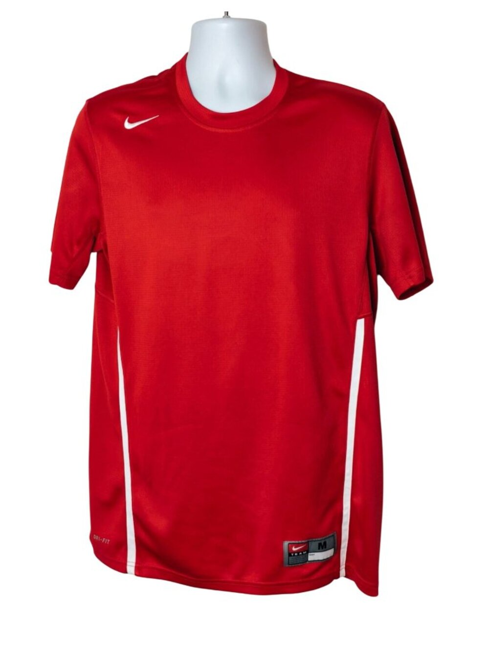 Nike Mens M Top Red Dri-Fit SS Athletic Team Rally Pullover Sporty Casual